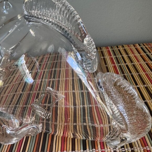 Vintage Hand-Blown Clear Glass Fish Vase Empoli Blenko Style Art Glass 6" - Picture 7 of 11